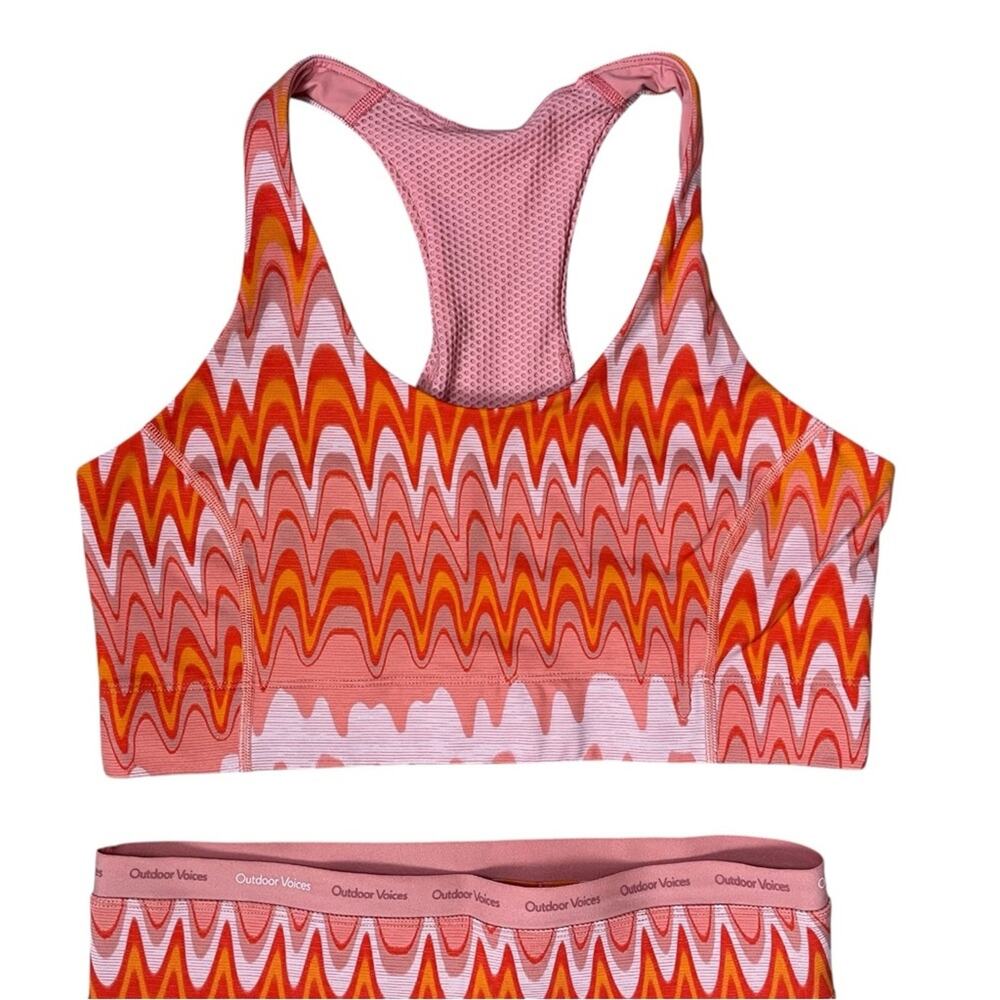 Outdoor Voices  Sport Bra Orange Zigzag Medium/Large Athletic Gym